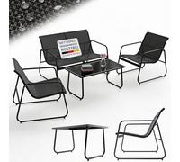 Juskys Salon de Jardin Genua 4 pièces - Anthracite, Ensemble Outdoor avec canapé Deux Places, Textile, Table et Banc, Structure Acier