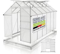 JUSKYS® Serre 7,2 m² Transparent/Argent - Solide avec Cadre Aluminium et Fondation Acier, résistante aux UV, Porte coulissante verrouillable, fenêtres de Toit ventilables 61x57 cm