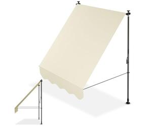 Juskys Store Banne Manuel Kapstadt 150x120 cm - Store Extérieur Réglable, sans Perçage, Imperméable, Résistant UV, Verticale & Diagonale - Beige