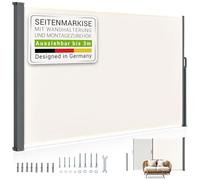 Juskys Store latéral 180 x 300 cm Extensible et Opaque, Brise-Vue pour Balcon, terrasse et Jardin, Auvent latéral avec Support Mural, Protection Solaire en Acier & Tissu Impermeable - Beige