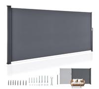 Juskys Store latéral 180 x 500 cm Extensible et Opaque, Brise-Vue pour Balcon, terrasse et Jardin, Auvent latéral avec Support Mural, Protection Solaire en Acier & Tissu Impermeable - Gris foncé
