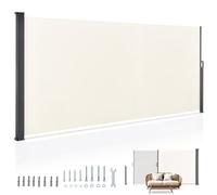 Juskys Store latéral 180 x 500 cm Extensible et Opaque, Brise-Vue pour Balcon, terrasse et Jardin, Auvent latéral avec Support Mural, Protection Solaire en Acier & Tissu Impermeable - Beige