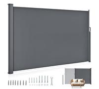 Juskys Store latéral 300 x 190 cm Extensible et Opaque, Brise-Vue pour Balcon, terrasse et Jardin, Auvent latéral avec Support Mural, Protection Solaire en Acier & Tissu Impermeable - Gris foncé