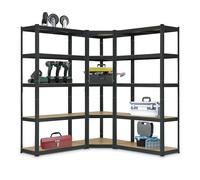 Juskys système de 3 étagères Basic| 1 étagère d'angle et 2 étagères de Stockage | 15 Planches en Bois MDF | 2 625 kg | Étagères pour Charges Lourdes étagère de Stockage étagère de Cave (Gris)