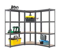 Juskys système de 3 étagères Easy | 1 étagère d'angle et 2 étagères de Stockage | 12 Planches en Bois MDF | 960 kg | Étagère pour Charges Lourdes étagère emboîtable Gris