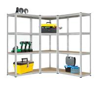 Juskys système de 3 étagères Easy | 1 étagère d'angle et 2 étagères de Stockage | 12 Planches en Bois MDF | 960 kg | Étagère emboîtable pour Charges Lourdes