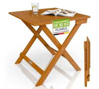 Juskys® Table d'appoint extérieur Zadar S - Meuble Compact & Pliable en Acacia traité, Durable, 46x46x46 cm, idéal Espace Balcon et terrasse