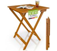 Juskys® Table d'appoint extérieur Zadar XL - Meuble Compact & Pliable en Acacia traité, Durable, 76 x 60 x 60cm, idéal Espace Balcon et terrasse
