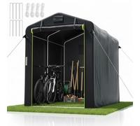 Juskys® Tente à Outils S - Garage à vélos d'extérieur de 3,6 m³ avec fenêtre et Porte, 180 x 120 x 165 cm, bâche imperméable et Armature métallique, abri de Jardin