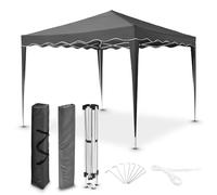 Juskys Tonnelle Pliante Vivara, tonnelle escamotable réglable en Hauteur, UV50+ et Hydrofuge, Tente de Jardin avec Sac, Tente de fête pour Jardin (Gris) (3x3m)