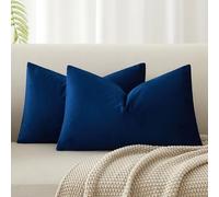 JUSPURBET Housse de Coussin en Velours Bleu Marine 30x50 cm Lot de 2 pour Salon Canapé Chambre à Coucher Décoratif Rectangulaire Doux avec Fermeture Éclair Invisible