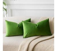 JUSPURBET Housse de Coussin en Velours Vert Pomme 30x50 cm Lot de 2 pour Salon Canapé Chambre à Coucher Décoratif Rectangulaire Doux avec Fermeture Éclair Invisible