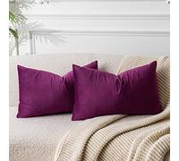 JUSPURBET Housse de Coussin en Velours Violet Luxe 30x50 cm Lot de 2 pour Salon Canapé Chambre à Coucher Décoratif Rectangulaire Doux avec Fermeture Éclair Invisible