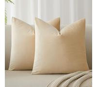 JUSPURBET Housses de Coussin en Velours Kaki 40x40 cm Lot de 2 pour Salon Canapé Chambre Carrées Solides Douces avec Zip Invisible