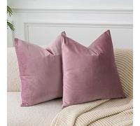 JUSPURBET Housses de Coussin en Velours Rose Violet 55x55 cm Lot de 2 pour Salon Canapé Chambre Carrées Solides Douces avec Zip Invisible
