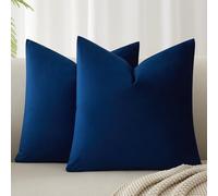 JUSPURBET Lot de 2 Housses de Coussin décoratives carrées en Velours avec Fermeture éclair Invisible pour Salon, canapé, Chambre à Coucher, 40,6 x 40,6 cm, Bleu Marine
