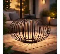 Lampe de table LED Suspension Batterie Touchdimmer Lampe à suspendre Bambou Grille Jardin Extérieur Intérieur Lampe décorative, USB, 1,5W 30Lm blanc chaud, DxH 46x37 cm
