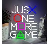 Just One More Game Enseigne Lumineuse,Jeux Neon Mural Décorations pour Salle de Jeux Chambre Ado Bar Club Party Fête,Gaming Neon LED Dimmable Cadeau pour Gamer Ado Garçon USB Powered（14.2"*12.3"）
