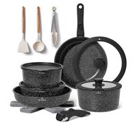 Just Perfecto Batterie de Cuisine 18 Pièces Manche Amovible JL-997, Noir