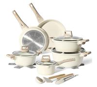 Just Perfecto Batterie de cuisine JL-28 – 15 pièces en granit antiadhésif induction Beige