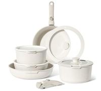 Just Perfecto JL-999 : ensemble de 11 pièces de batterie de cuisine en granit avec poignées amovibles - Beige