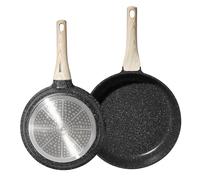 Just Perfecto Lot de 2 poêles 20/24 cm Compatibles Induction, Revêtement Antiadhésif Sans PFAS ni PFOA, Acier Inoxydable Haute Qualité, Poignées Thermo-isolées