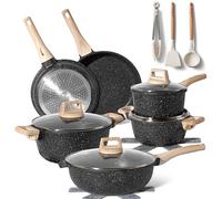 Just Perfecto JL-789 : ensemble de 15 pièces de batterie de cuisine en granit - Noir