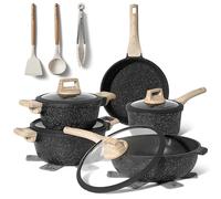 Just Perfecto Batterie de cuisine JL-889 – 14 pièces, antiadhésif granit, tous feux/induction, noir