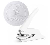 JUST REFINE® Ex Libris Tampon à gaufrer personnalisé - Pince à gaufrer pour livre - Idéal comme cadeau ou pour des occasions spéciales - Différents motifs (Blanc, Floris)