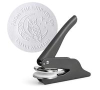 JUST REFINE® Ex Libris Tampon à gaufrer personnalisé - Pince à gaufrer pour livre - Idéal comme cadeau ou pour des occasions spéciales - Différents motifs (Gris, Veille des Étoiles)
