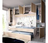 Justice - Composition Chambre, 303x97x203h cm Blanc, Roues Unidirectionnelles
