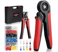 JUSTOOL Set de Pinces à Sertir Hexagonales 0,5-10 mm² 1200 Embouts de Câble | Pince à Sertir à Cliquet, Embouts de Câbles, E0508 à E10-12 pour 22-7 AWG (0,5-10 mm²), avec Boîte de Rangement