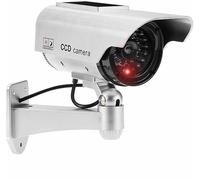 JUSTOP UNBRAN - Caméra de vidéosurveillance factice - Intérieur et extérieur - Étanche - avec la Reality LED - Solaire ou à Piles - Argent