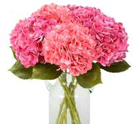 JUSTOYOU Fleurs d'hortensia artificielles, 4 PCS Fleurs d'hortensia réalistes à double couleur et tige longue unique, Bouquet de 48,3 cm de grands faux hortensias au toucher réel pour mariage/maison