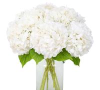 JUSTOYOU Fleurs d'hortensia artificielles, bouquet de 3 tiges longues et réalistes, bouquet de fleurs d'hortensia artificielles de 49,8 cm de grande taille à toucher réel pour mariage, fête à domicile