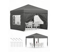 JustSmart Avec tonnelle pliable de 3 x 3 m - Montage rapide, imperméable et protection UV, réglable en hauteur, facile à transporter, et comprend 4 parois latérales.