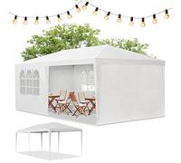 Jusyks Tente de réception 3 x 6 m, Blanc - pavillon de Jardin avec Toit & parois latérales - Tente de Jardin avec 18 m² de Surface au Sol - Protection Contre Le Soleil