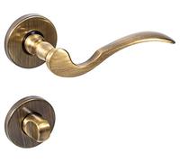 JUVA Poignee de Porte | Cuillère | épaisseur de porte 35-47 mm | 1 Kit Poignée | Laiton Antique Bruni | Porte de chambre Garniture de rosace Vintage Ferrure de porte | WC - Salle de bain