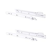 JUVA Rail Coulissant de Tiroir - Glissière en Acier RAL 9003 - Roulement pour Meuble de Cuisine, Bureau,Table d'Ordinateur - Extension Télescopique à Bille Plastique -350mm - Blanc - 2 Paires