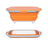 JUYAXIN Bac de préparation de barbecue multifonction avec couvercle - Panier de drainage de cuisine pour économiser de l'espace - Panier de drainage de cuisine pour le lavage, le mélange et le