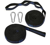 Juyibaao Lot de 2 sangles de suspension pour hamac 3 m x 2,5 cm - Avec 18 boucles - Charge maximale : 300 kg - Avec 2 mousquetons - Pour le camping et l'extérieur
