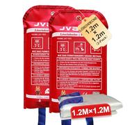 JVANTE Lot de 2 couvertures anti-feu DIN EN 1869:2019 - En fibre de verre de qualité supérieure - Pour feux de graisse, voiture, cuisine, école, cheminée, barbecue, bureau, garage et atelier