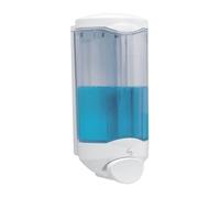 JVD Crystal Distributeur de Savon 1L avec Bouton-Poussoir, Débit de 1ml - Blanc - Compatible Savon Gel - Bouton Poussoir - Anti-vandalisme