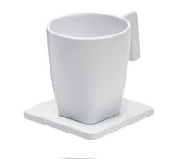 JVD Plateau de courtoisie - Plateau Maestro 1 Tasse 200ml/1 Soucoupe Blanche - 10.3Hx12.3Lx9.8P cm - pour Chambres d'hôtel