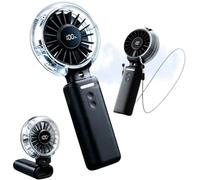 JVEU Mini Ventilateur Brumisateur Portable USB Rechargeable | 100 Vitesses, Réservoir d'eau de 30 ml, Pliable de Main, Écran LED, Pour Extérieur, Voyage