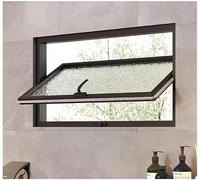 JvFbjLF Fenêtre pivotante d' d'entrée, fenêtre de Hangar encastrée en Verre trempé, fenêtre de Service à Pivot carré en Aluminium avec poignée(Black-a,90x40cm)