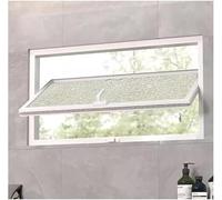 JvFbjLF Fenêtre pivotante d' d'entrée, fenêtre de Hangar encastrée en Verre trempé, fenêtre de Service à Pivot carré en Aluminium avec poignée(70x50cm)