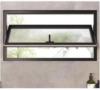 JvFbjLF Fenêtre pivotante d' d'entrée, fenêtre de Hangar encastrée en Verre trempé, fenêtre de Service à Pivot carré en Aluminium avec poignée(Black-b,80x50cm)