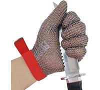 JvFbjLF Gants anti-coupure Gants anti-coupure en métal, gants de travail de sécurité de protection à 9 niveaux, gants de cotte de mailles de coupe de viande d'abattoir de cuisine(XXS)