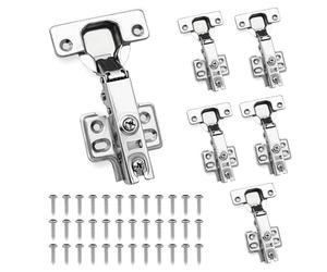JVHLOV 6 Charnières Invisibles Amorties à 110° en Acier Laminé à Froid | Charnières hydrauliques pour portes de placard, cuisine et armoires, avec vis incluses